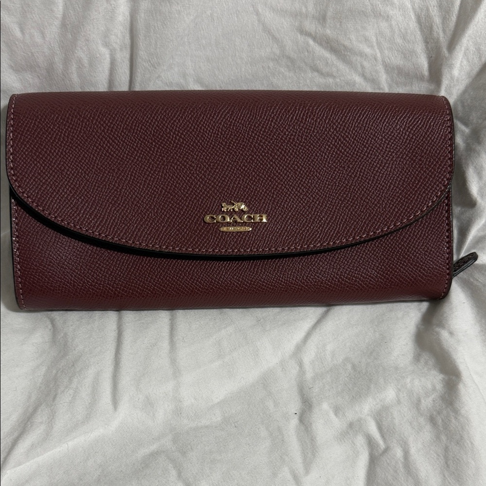 Coach Burgundy Saffiano Leather Wallet
